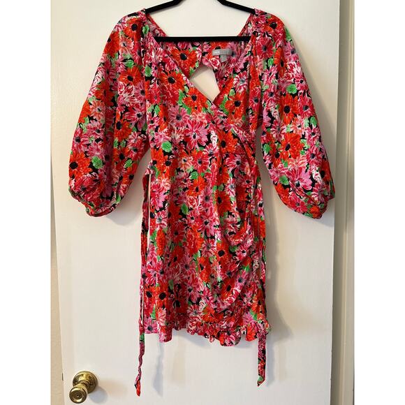 ASOS Floral Mini Wrap Dress - Picture 3 of 9